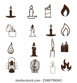 set of candles on a white background, patter.