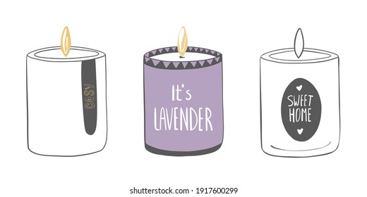 set of candles vector flat 