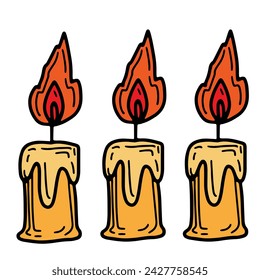Set of candles. Vector illustration of a set of burning candles.