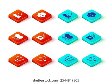 Conjunto Candelero, flecha de arco, corazón, bolso de compras con corazón, hombre romántico e icono. Vector