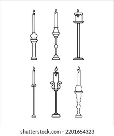 Conjunto de ilustraciones de candelabros en un fondo blanco 