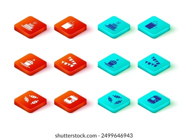 Conjunto de dulces, lata de cerveza, pastel con velas encendidas, banderas de guirnaldas de carnaval, vino caliente e icono. Vector