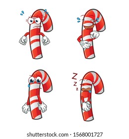 set of candy cane emoticon cartoon vector mascot art illustration