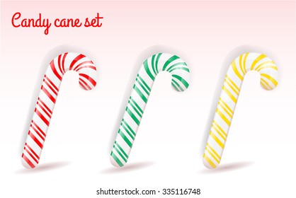 Set of Candy cane isolated on white.