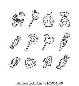set candy doodle hand drawn design pattern background