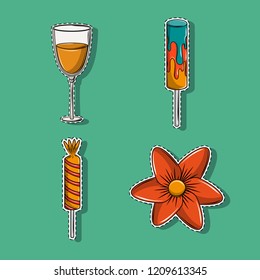 Set of candy and drink cartoons