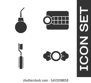 Set Candy, Enema pear, Toothbrush and Dentures model icon. Vector