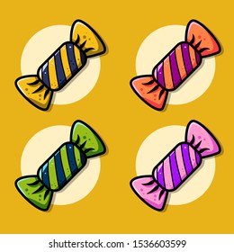 Set of Candy Halloween vector illustration with full colour and clean background