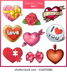 Set of candy heart icons for Valentine's Day