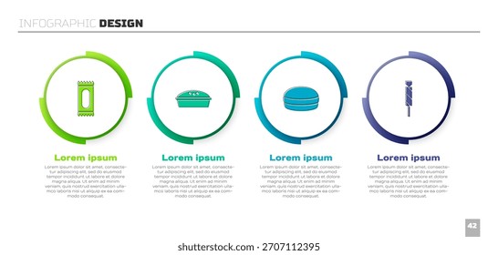 Set Candy, Homemade pie, Macaron cookie and . Business infographic template. Vector