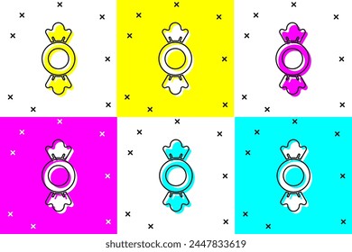 Set Candy icon isolated on color background.  Vector