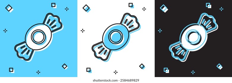 Set Candy icon isolated on blue and white, black background.  Vector