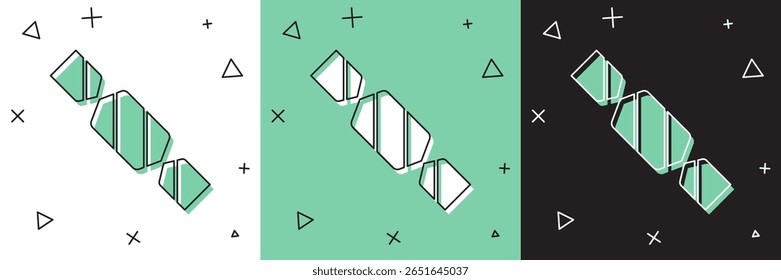 Set Candy icon isolated on white and green, black background.  Vector