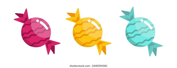 Set of candy illustrations on a white background for print, wall art, wallpaper, books, website, decoration