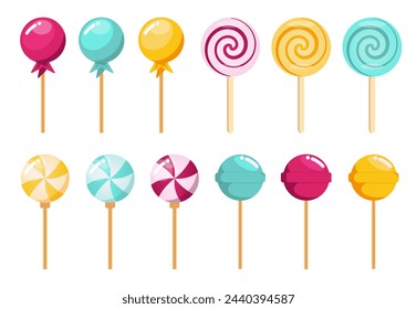 Set of candy illustrations on a white background for print, wall art, wallpaper, books, website, decoration