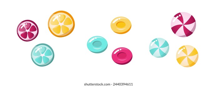 Set of candy illustrations on a white background for print, wall art, wallpaper, books, website, decoration
