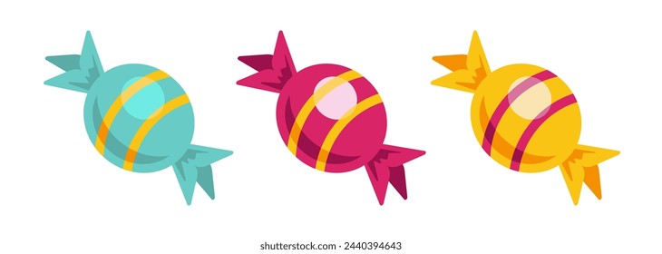 Set of candy illustrations on a white background for print, wall art, wallpaper, books, website, decoration