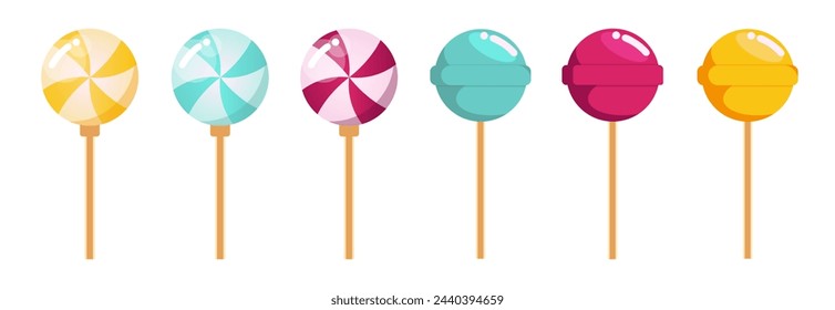 Set of candy illustrations on a white background for print, wall art, wallpaper, books, website, decoration