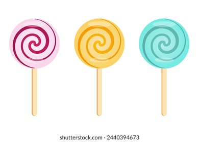 Set of candy illustrations on a white background for print, wall art, wallpaper, books, website, decoration