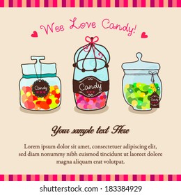 Set of candy jars - vector illustration