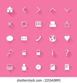 Set of candy minimalist vector web icons with shadows.