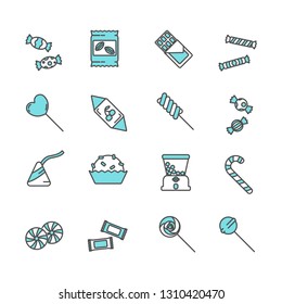 Set of candy Related Vector Line Icons. Contains such icon as chocolate, sweets, chewing gum