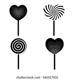 Set candy stick icons, Valentines Day, flat design template, vector 