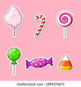 Set of candy stickers. vector illustration