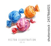 Set of candy watercolor element, Vector illustration