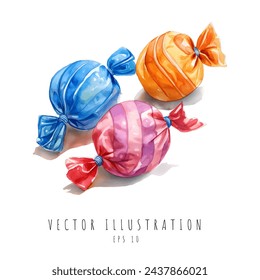 Set of candy watercolor element, Vector illustration