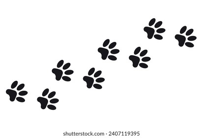 A set of canine paw prints in black isolated on white