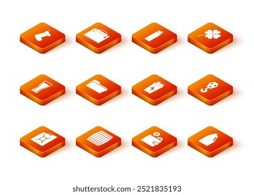 Set Canister for gasoline, Wooden barrel, Glass of beer, Folder, Wallet with coin and Fitness shaker icon. Vector