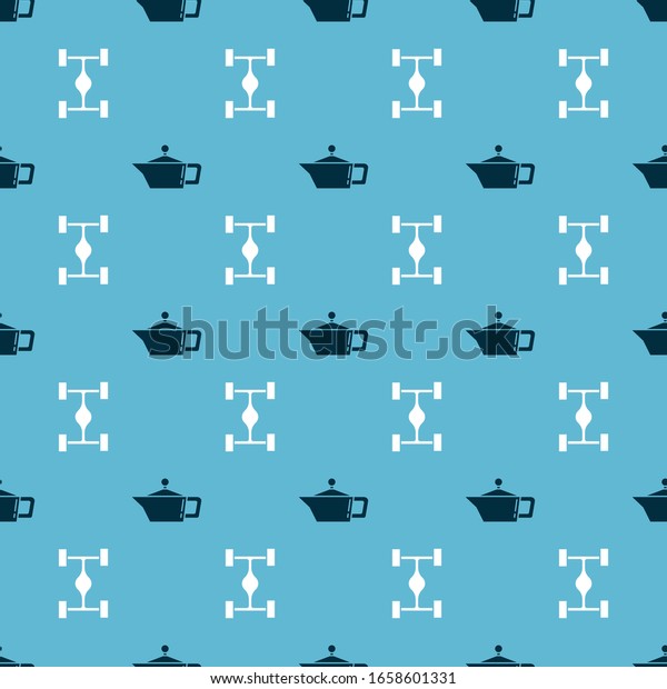 Set Canister for motor machine oil and Chassis car\
on seamless pattern.\
Vector