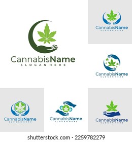 Set von Cannabis Care Logo, Vektorvorlage. Designkonzepte für kreatives Cannabis-Logo