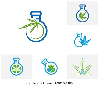 Set of Cannabis labs logo design vector template. Creative Cannabis on white background