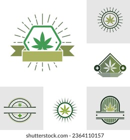 Set of Cannabis leaf logo design template vector. Logotype for CBD oil marijuana label