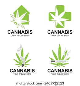 set of Cannabis leaf logo vector icon illustration design. logo suitable for cannabis brands and other CBD products.