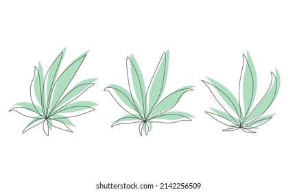 Set of Cannabis leaf sign logo. Green icon on white background. Flat Art Vector Illustration