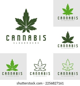 Conjunto de la plantilla vectorial del logotipo de Cannabis, conceptos de diseño del logotipo de Cannabis Creativo