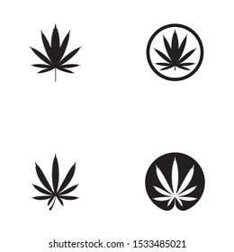 set of cannabis marijuana hemp leaf logo and symbol