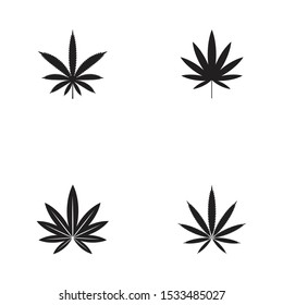 set of cannabis marijuana hemp leaf logo and symbol