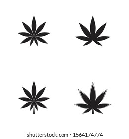 Set of Cannabis marijuana hemp leaf logo and symbol