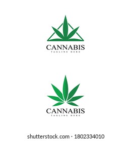 Set of Cannabis marijuana hemp leaf logo and symbol