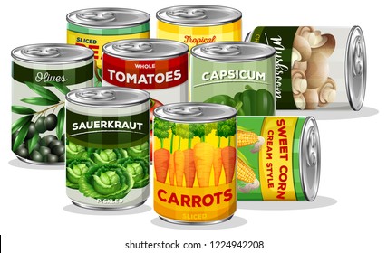Set of canned vegetable illustration