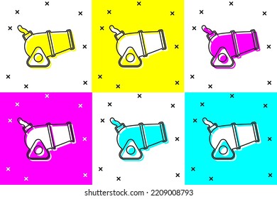 Set Cannon icon isolated on color background. Medieval weapons.  Vector