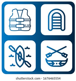 Set of canoe icons. Such as Life vest, Inflatable boat, Kayak, Canoe , canoe icons
