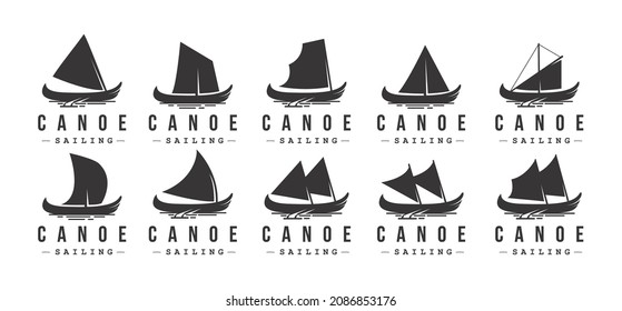 Set of canoe sail logo icon vector template