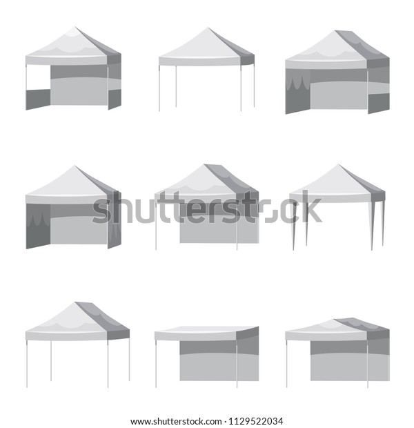 Set Canopy Shed Overhang Awning Mockup Stock Vector ...