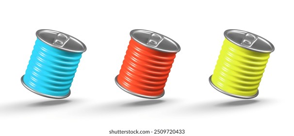 Conjunto de latas de diferentes colores. Plantillas para las opciones de selección de fuentes