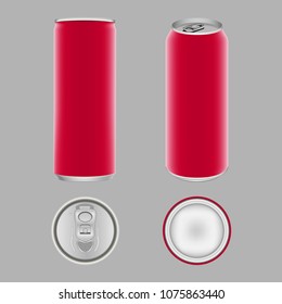Set of cans. Red template can vector illustrator.